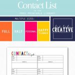 Free Printable Contact List Planner Insert. Available In Multiple   Free Printable Contact List