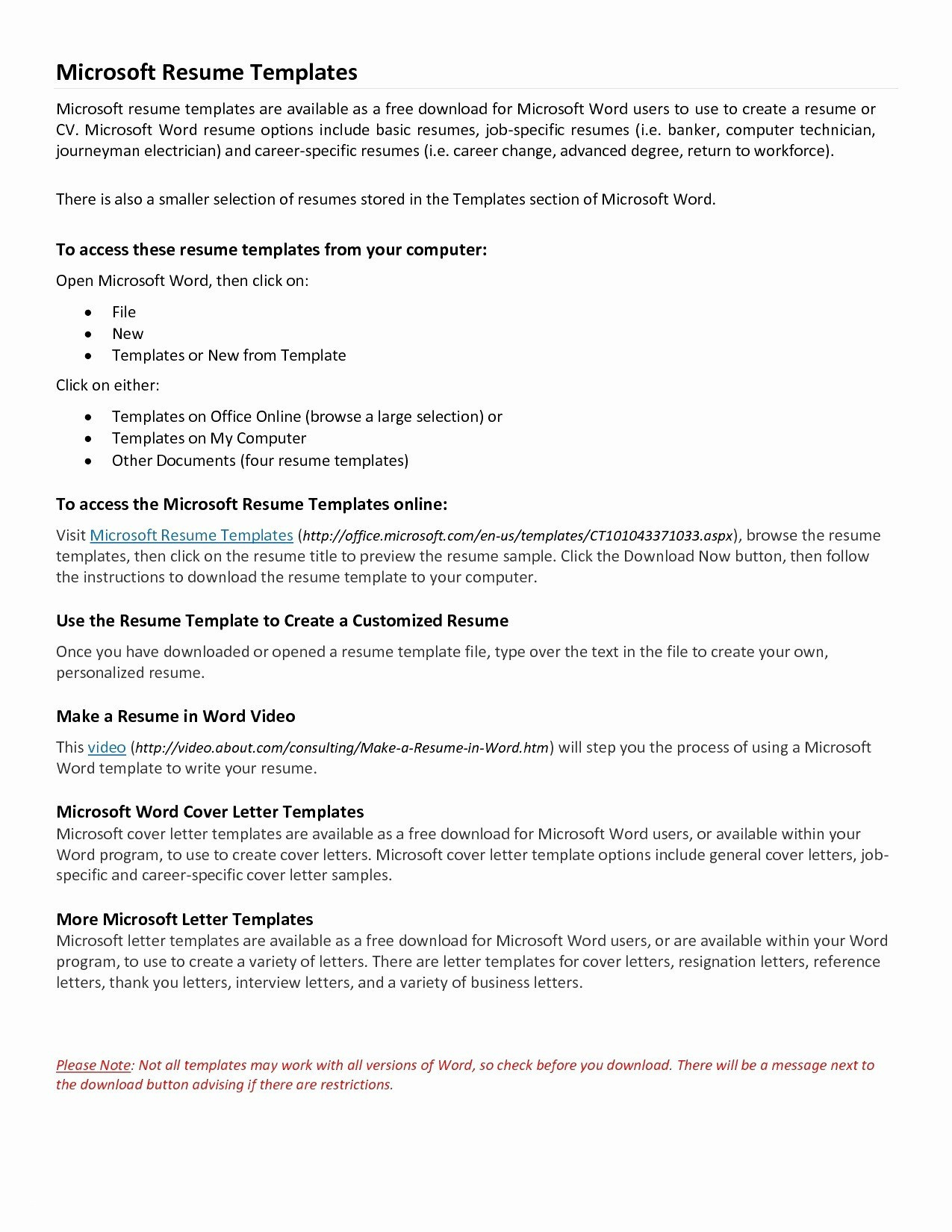 Free Printable Cover Letter Templates Beautiful Download Microsoft - Free Printable Resume Templates Microsoft Word