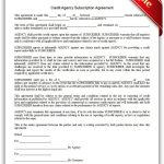 Free Printable Credit Agency Subscription Agreement | Sample   Free Printable Credit Report