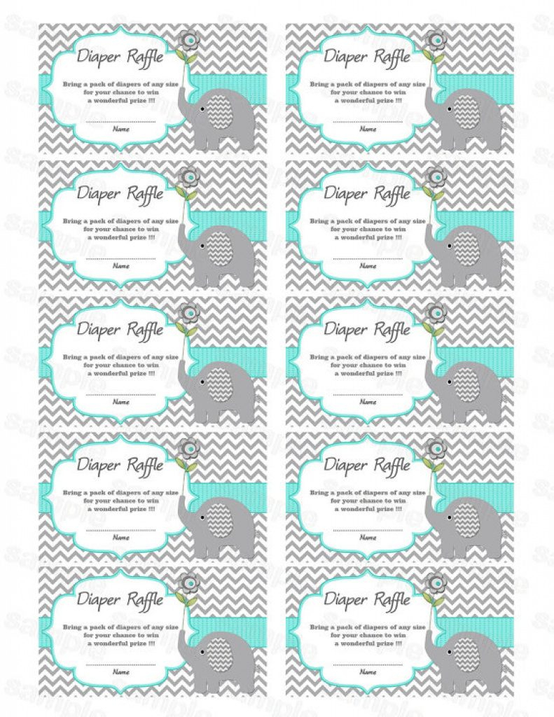 Free Printable Diaper Raffle Tickets Elephant | Free Printable - Free Printable Diaper Raffle Tickets Elephant