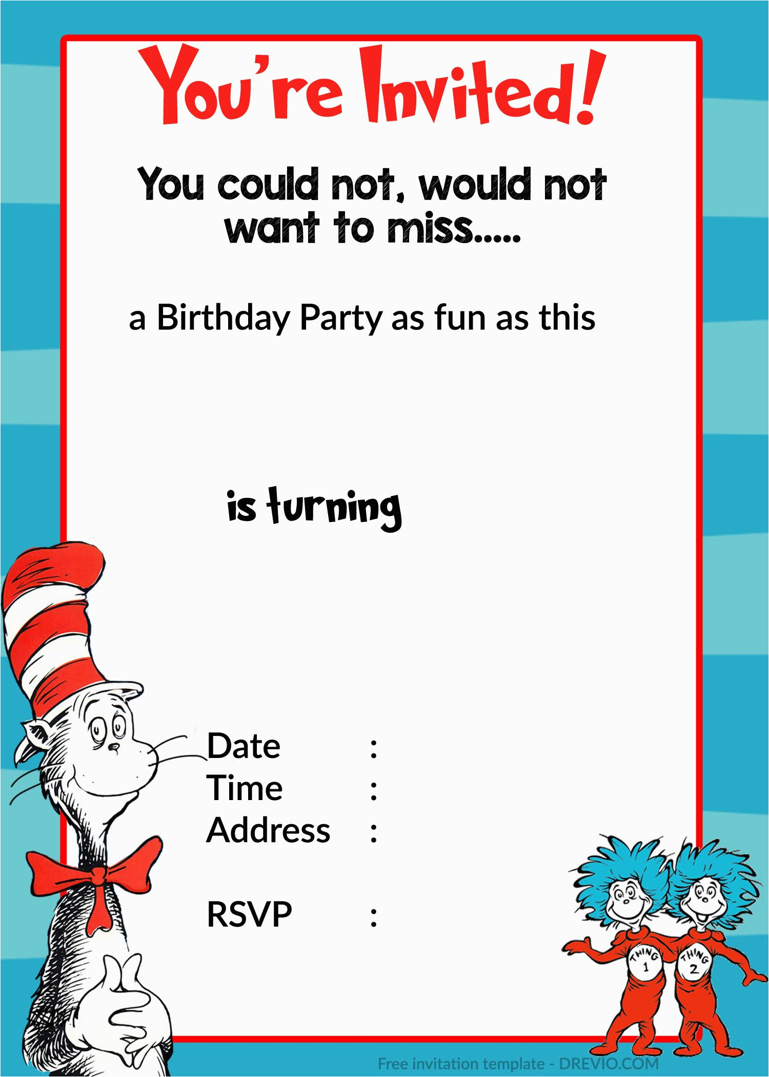 Free Printable Dr Seuss Birthday Invitations Free Printable Birthday - Dr Seuss Free Printable Templates