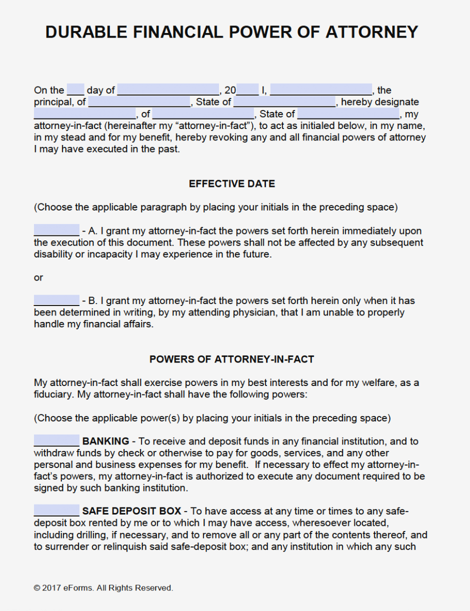 Free Printable Durable Power Of Attorney Forms – Free Medical Power - Free Printable Power Of Attorney Form Florida