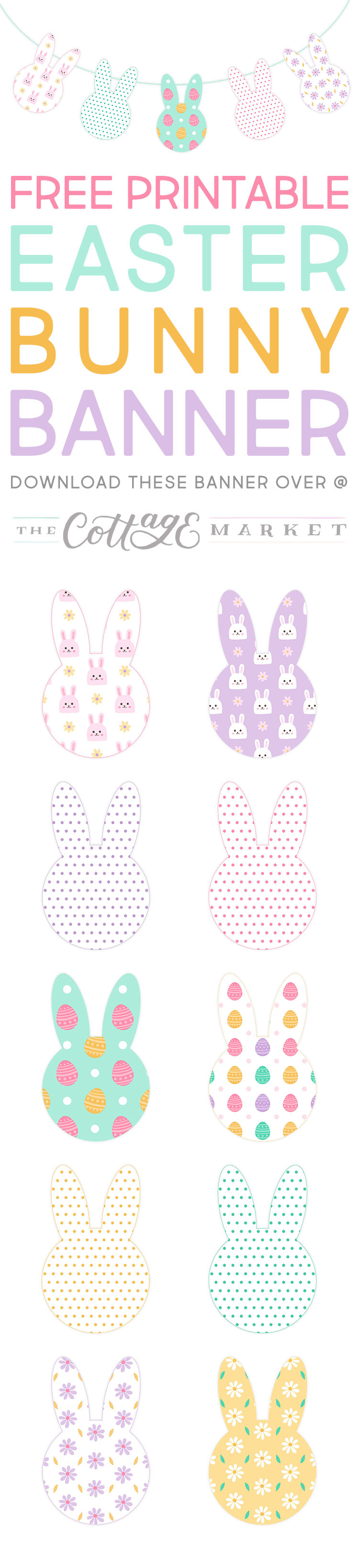 Free Printable Easter Bunny Banner - The Cottage Market - Free Printable Easter Decorations