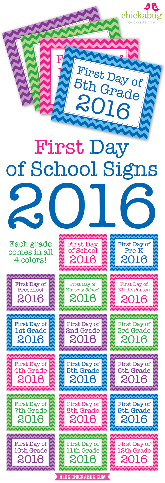 Free Printable First Day Of School Signs 2016 | Chickabug - Free Printable First Day Of School Signs