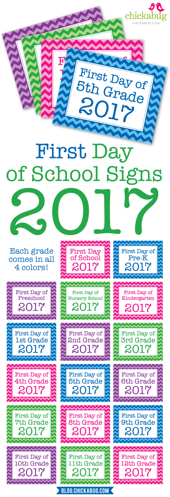Free Printable First Day Of School Signs 2017 | Chickabug - Free Printable First Day Of School Signs 2017