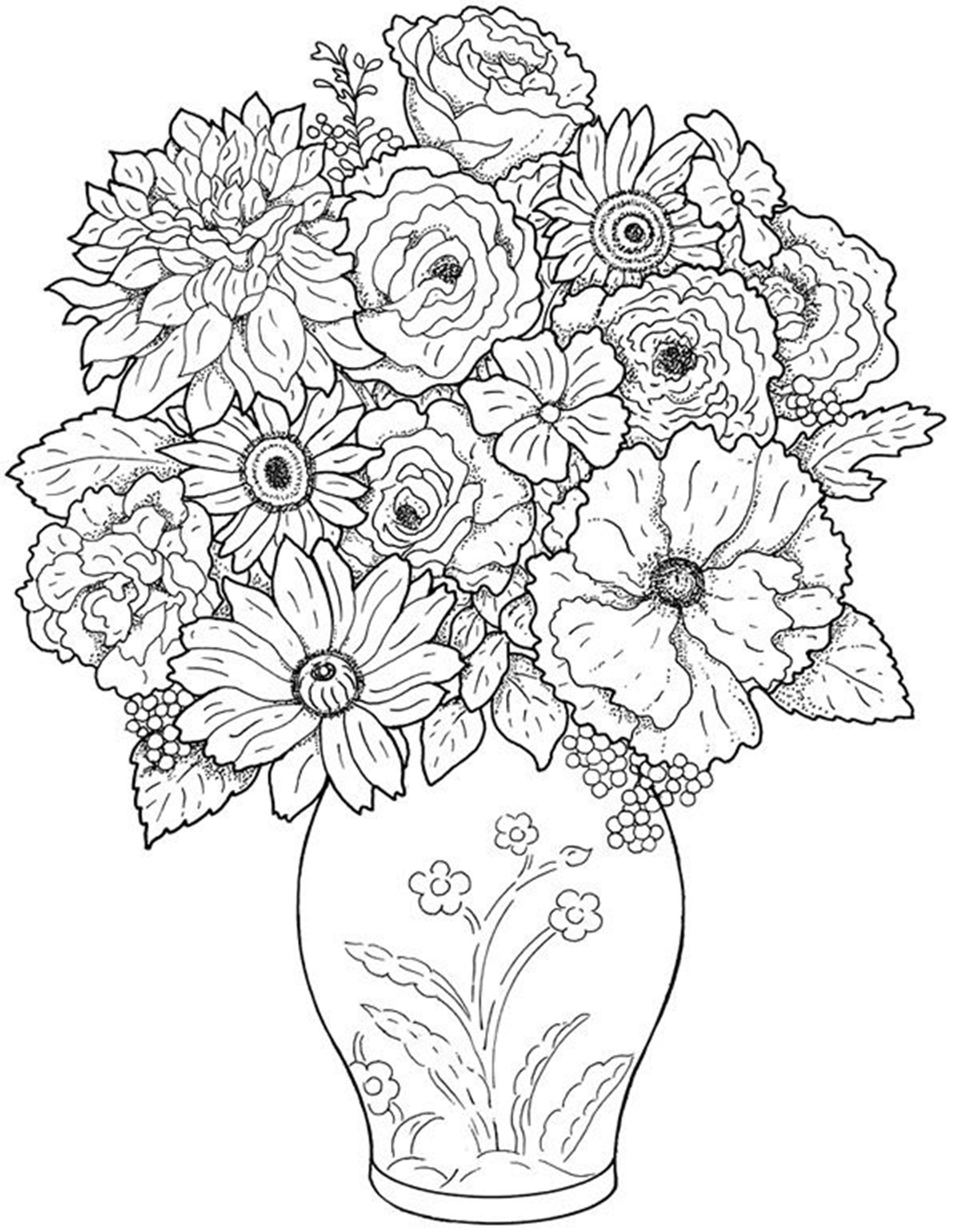 Free Printable Flowers Coloring Pages #10520 - Free Printable Flower Coloring Pages