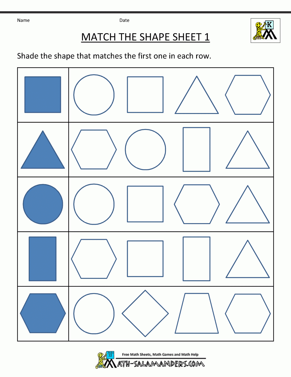 Free Printable Geometry Worksheets Match The Shapes 1 | Μαθηματικά - Free Printable Geometric Shapes