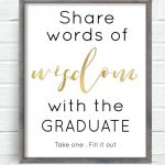 Free Printable Graduation Sign With The Purchase Of Words Of Wisdom   Free Printable Graduation Advice Cards