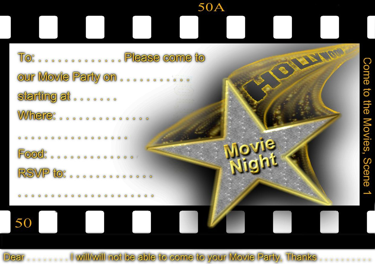 Free Printable Gratuation Movie Themed Invitations | Printable Movie - Movie Night Birthday Invitations Free Printable