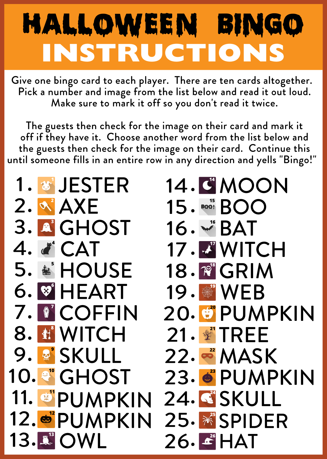 Free Printable Halloween Bingo Cards | Catch My Party - Free Printable Bingo Cards And Call Sheet