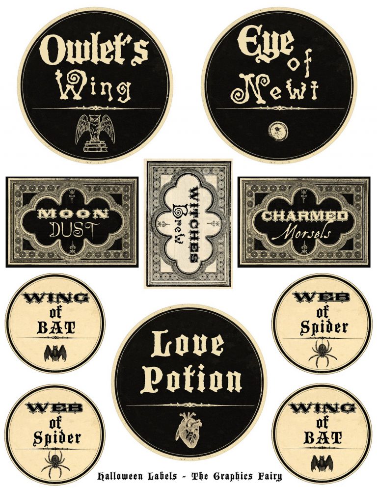 Free Printable Halloween Labels - Potions - The Graphics Fairy - Free