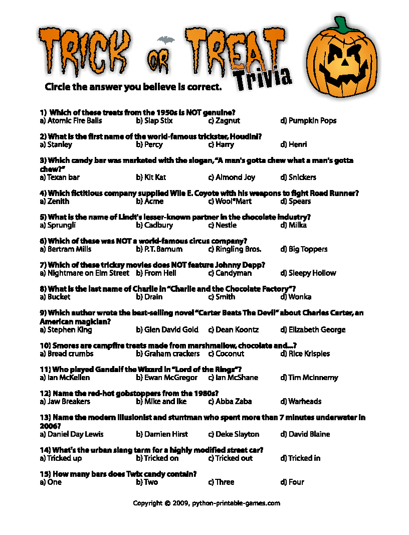 Free Printable Halloween Quiz – Festival Collections - Free Printable Halloween Quiz