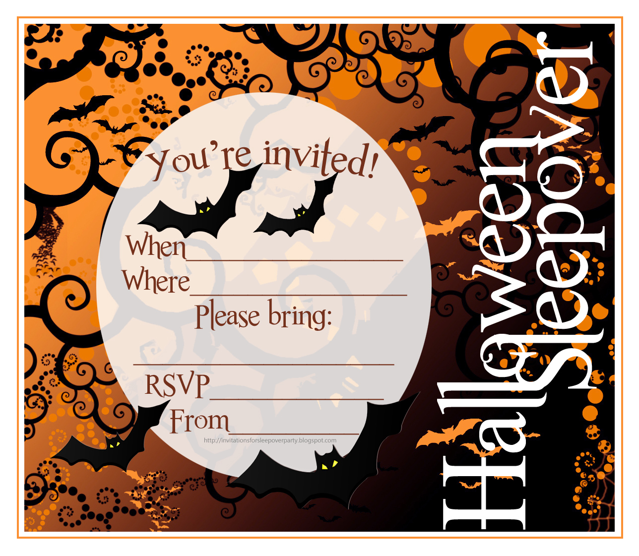 Free Printable Halloween Sleepover Invitations | Halloween Arts - Free Printable Halloween Party Invitations