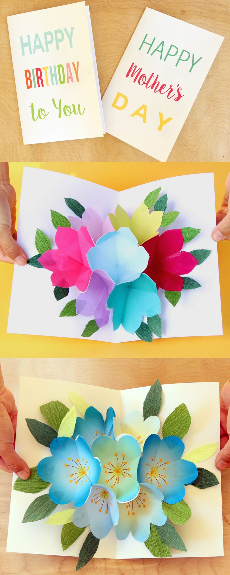 Free Printable Happy Birthday Card With Pop Up Bouquet - A Piece Of - Free Printable Pop Up Card Templates