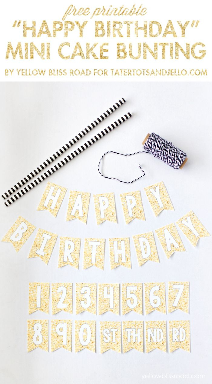 Free Printable Happy Birthday Mini Cake Bunting | Cupcake Topper - Happy Birthday Free Printable