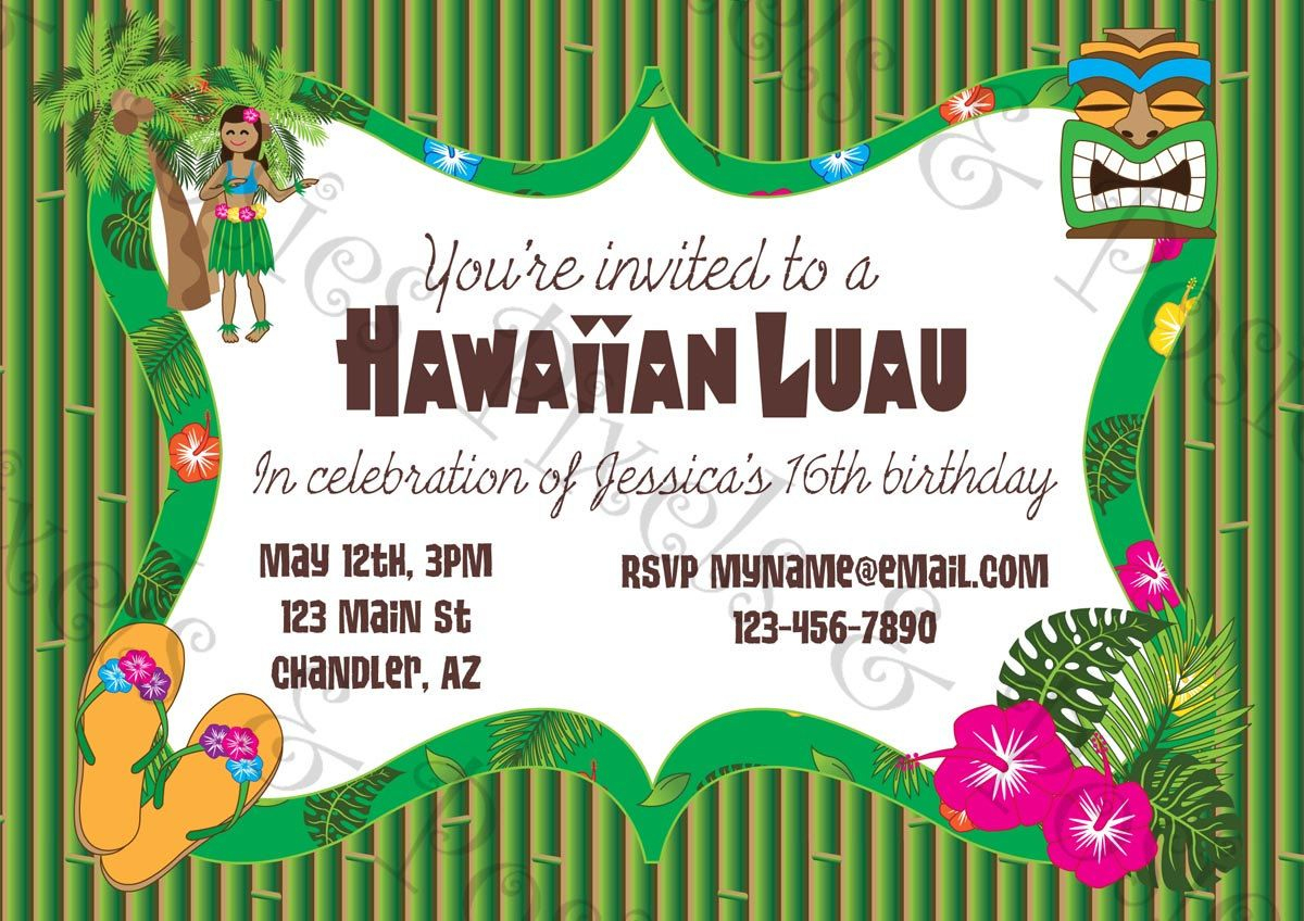 Free Printable Hawaiian Luau Party Invitationsfree Printable - Hawaiian Party Invitations Free Printable