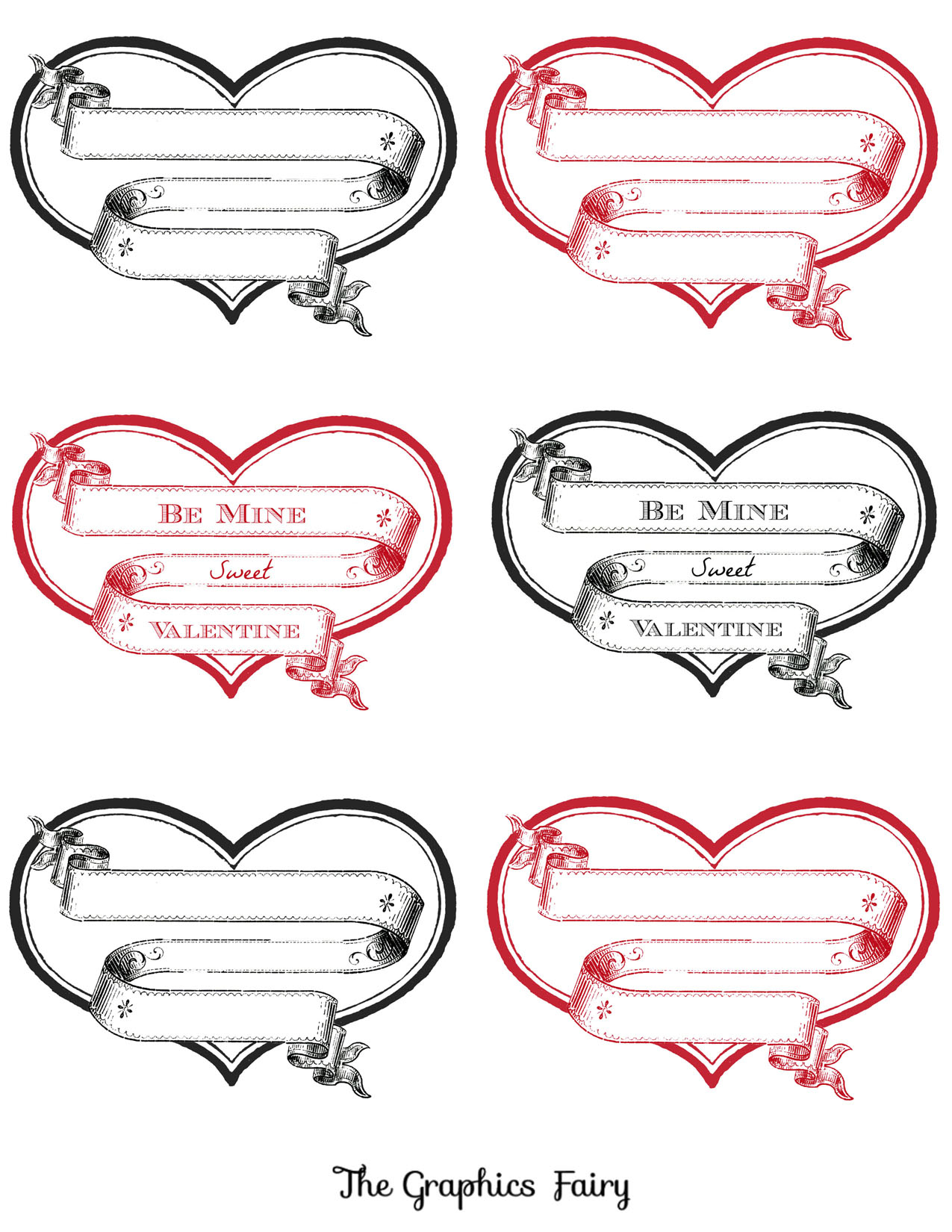 Free Printable Heart Labels - The Graphics Fairy - Free Printable Valentine Graphics