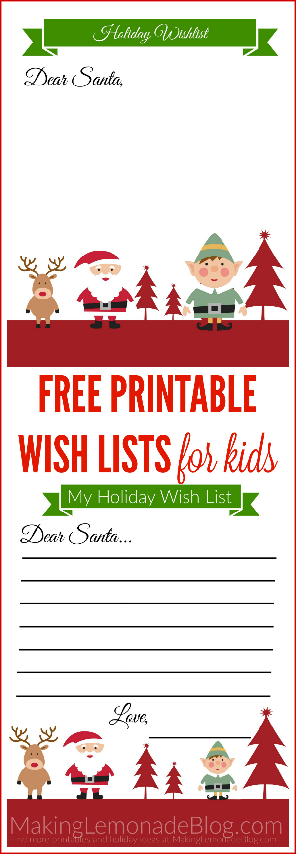 Free Printable Holiday Wish List For Kids - Free Printable Christmas List