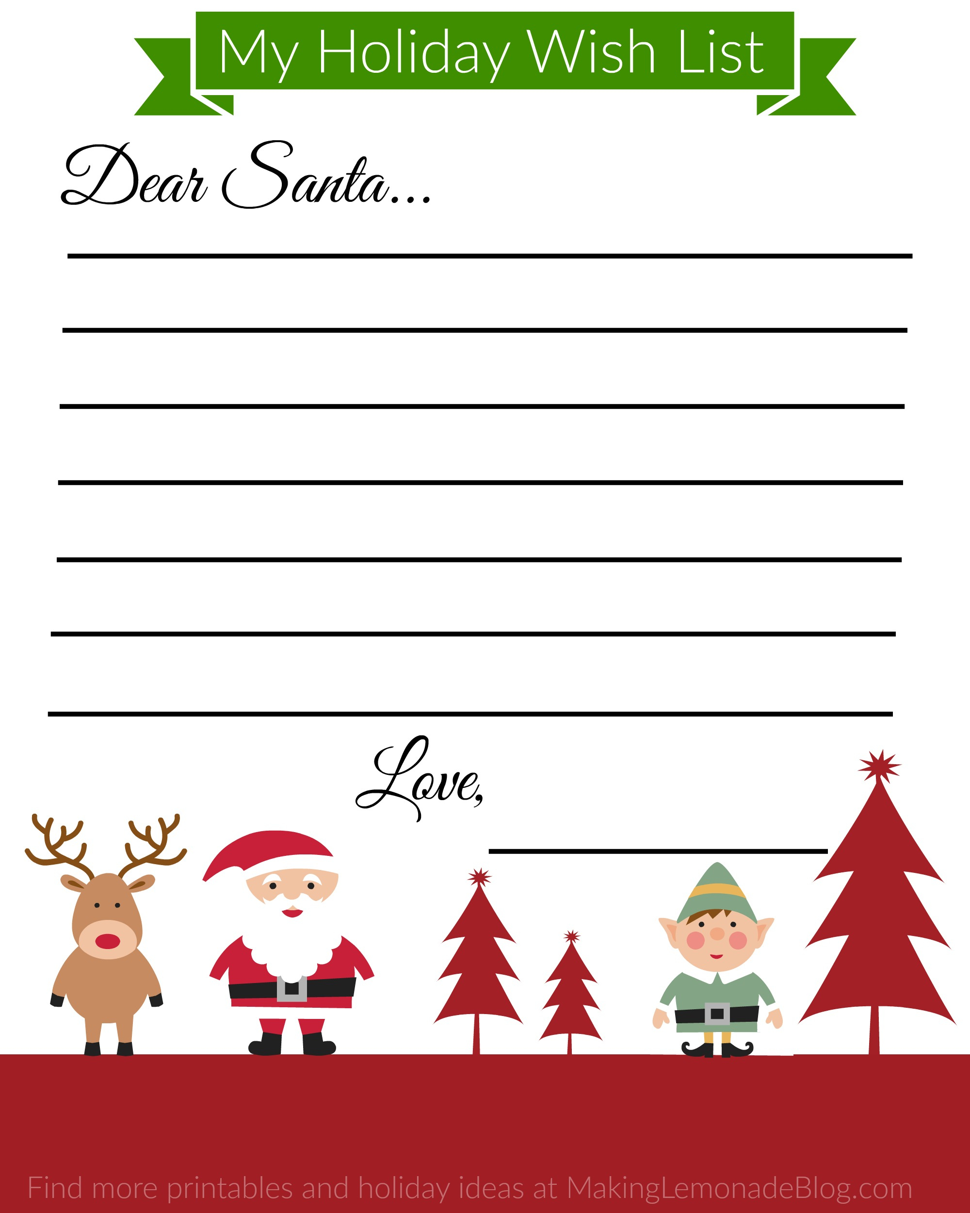 Free Printable Holiday Wish List For Kids - Free Printable Christmas List