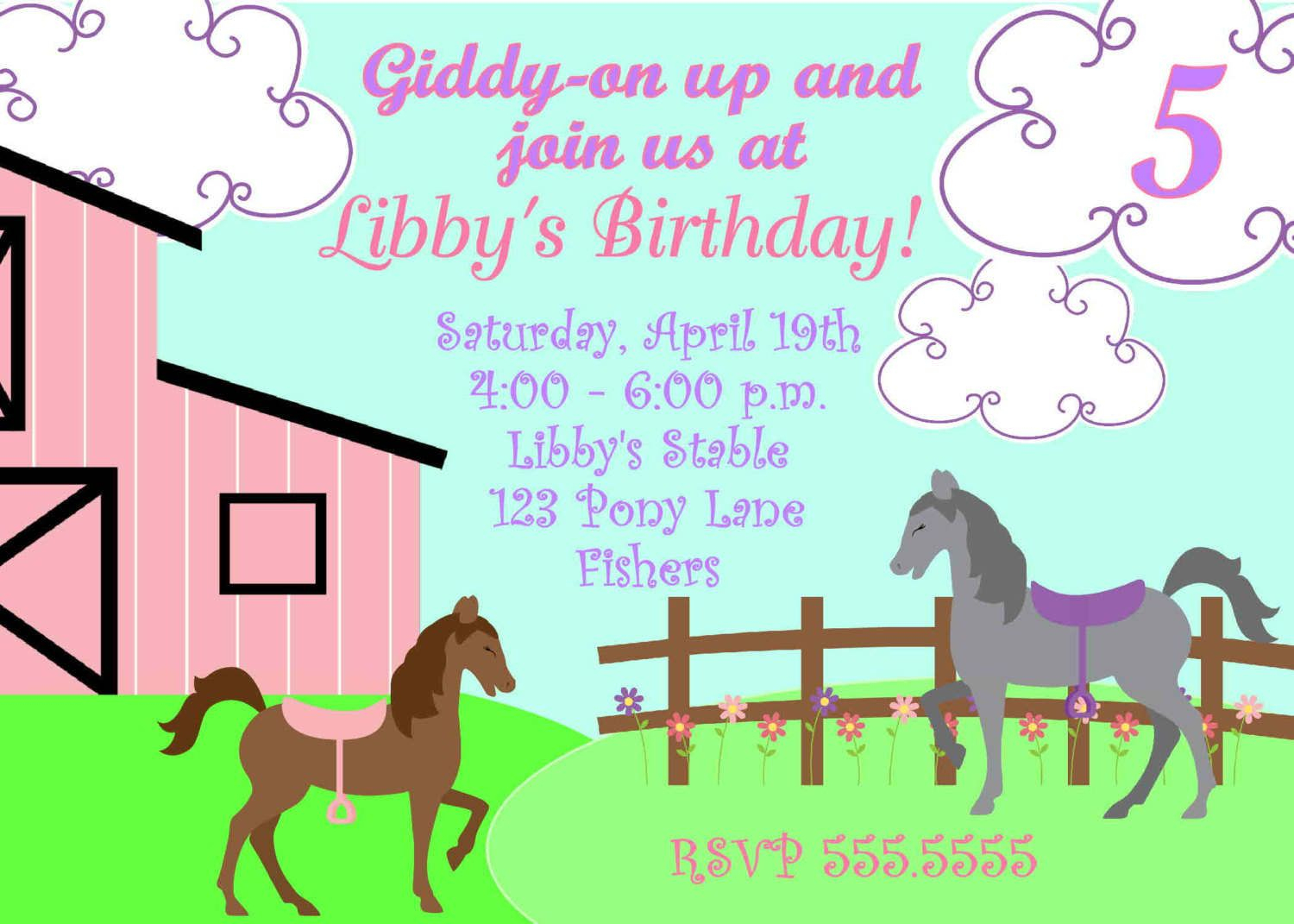 Free Printable Horse Party Invites | Horse Party Invitations - Free Printable Horse Themed Birthday Party Invitations