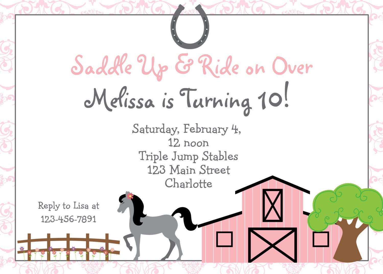 Free Printable Horse Riding Party Invitations | Birthday Invitation - Free Printable Horse Themed Birthday Party Invitations