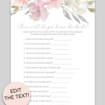 Free Printable How Well Do You Know The Bride Game Cards   Download   How Well Do You Know The Bride Free Printable