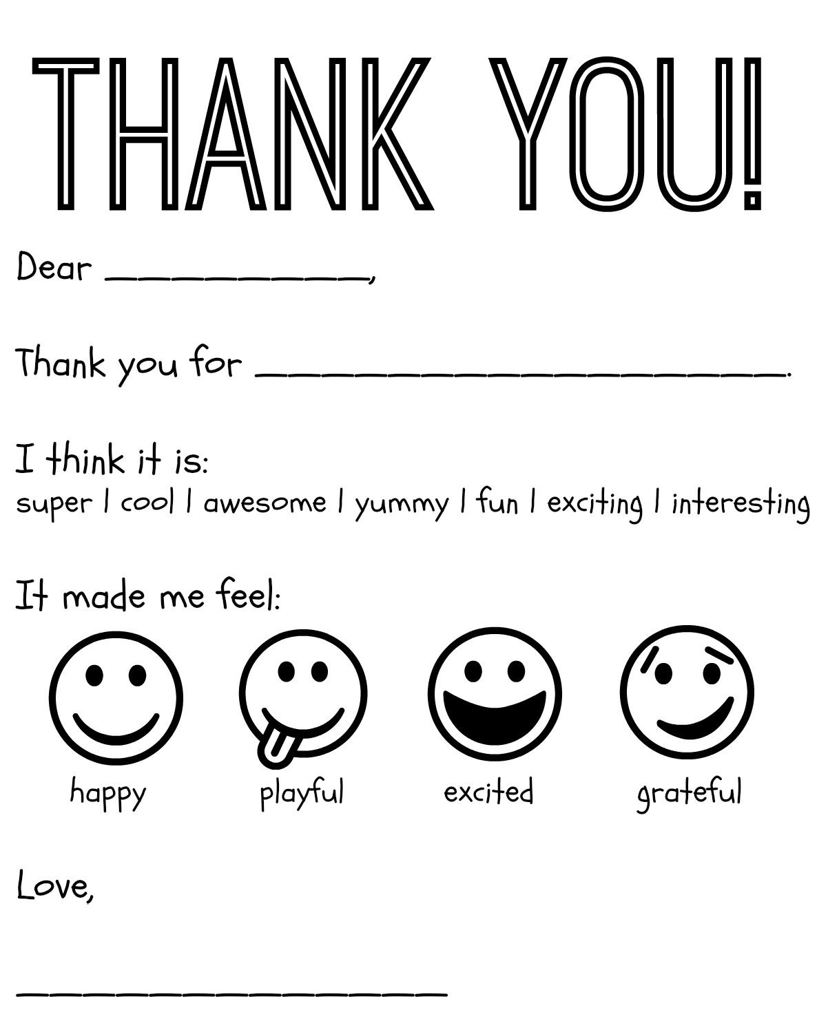 Free Printable Kids Thank You Cards To Color | Thank You Card - Free Printable Funny Thinking Of You Cards