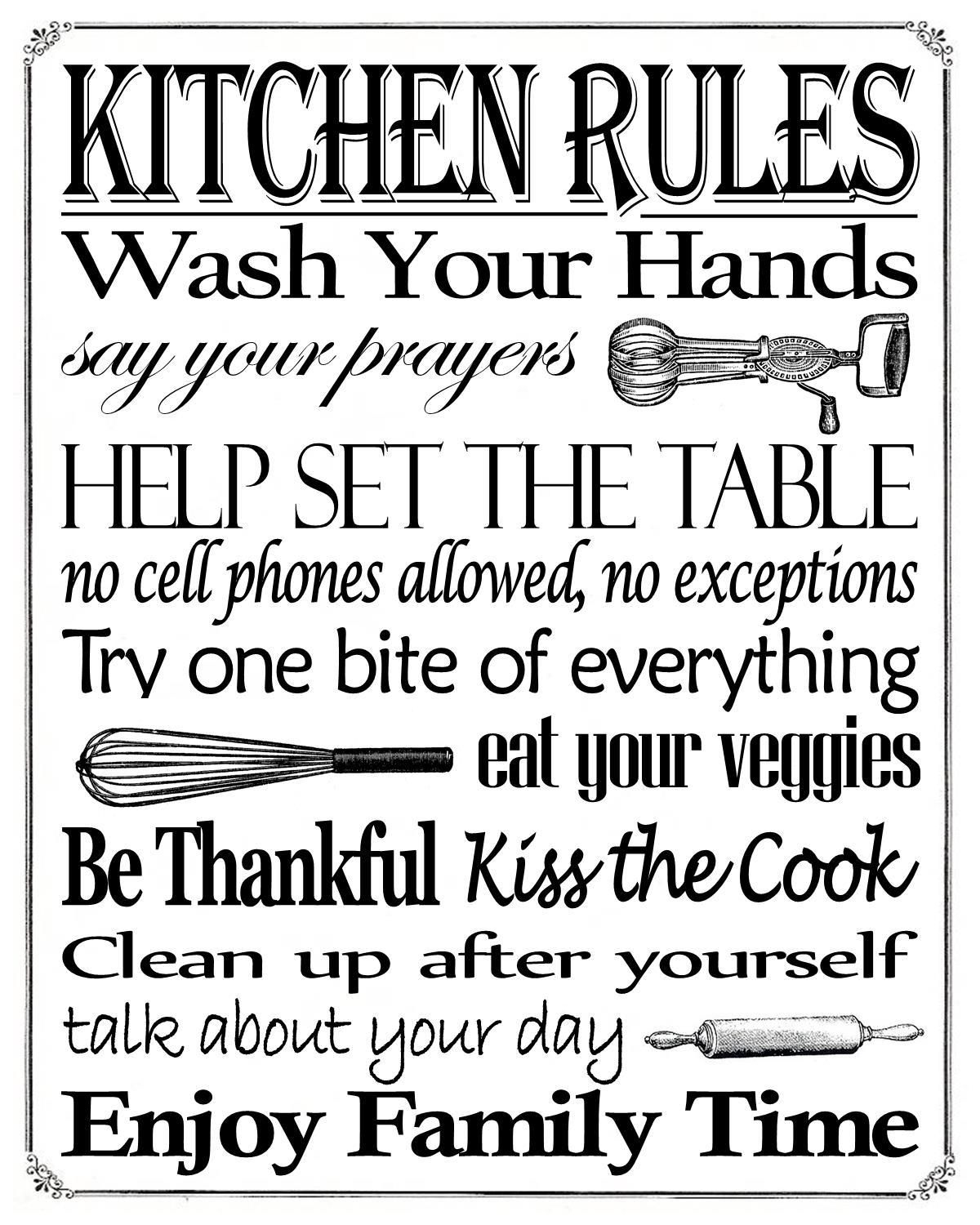 Free Printable &amp;quot;kitchen Rules&amp;quot; 8&amp;quot; X 10&amp;quot; Sign | Misc In 2019 - Free Wash Your Hands Signs Printable