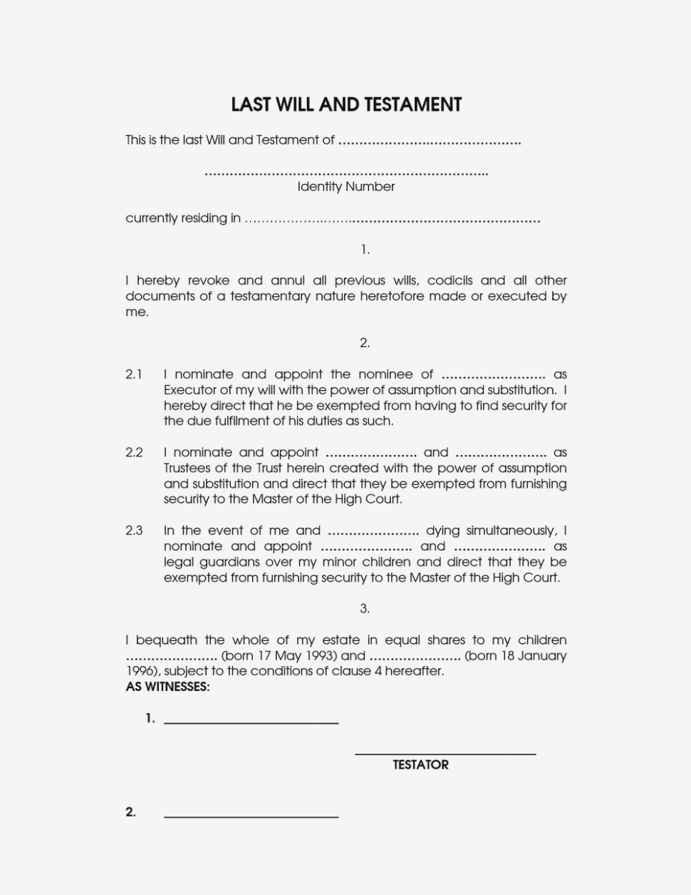 Free Printable Last Will And Testament Forms Uk | Resume Examples - Free Printable Will Papers