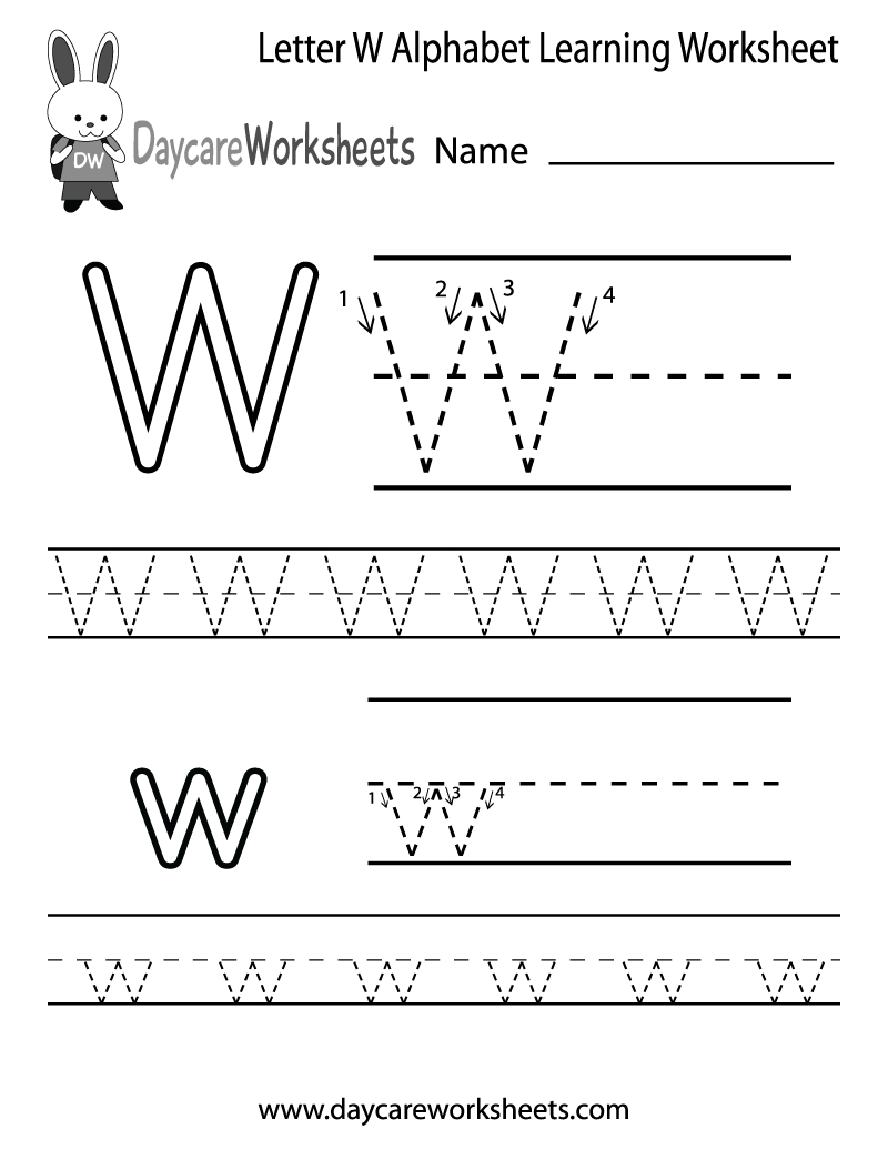 Free Printable Letter W Alphabet Learning Worksheet For Preschool - Free Printable Learning Pages