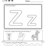 Free Printable Letter Z Coloring Worksheet For Kindergarten   Letter Z Worksheets Free Printable