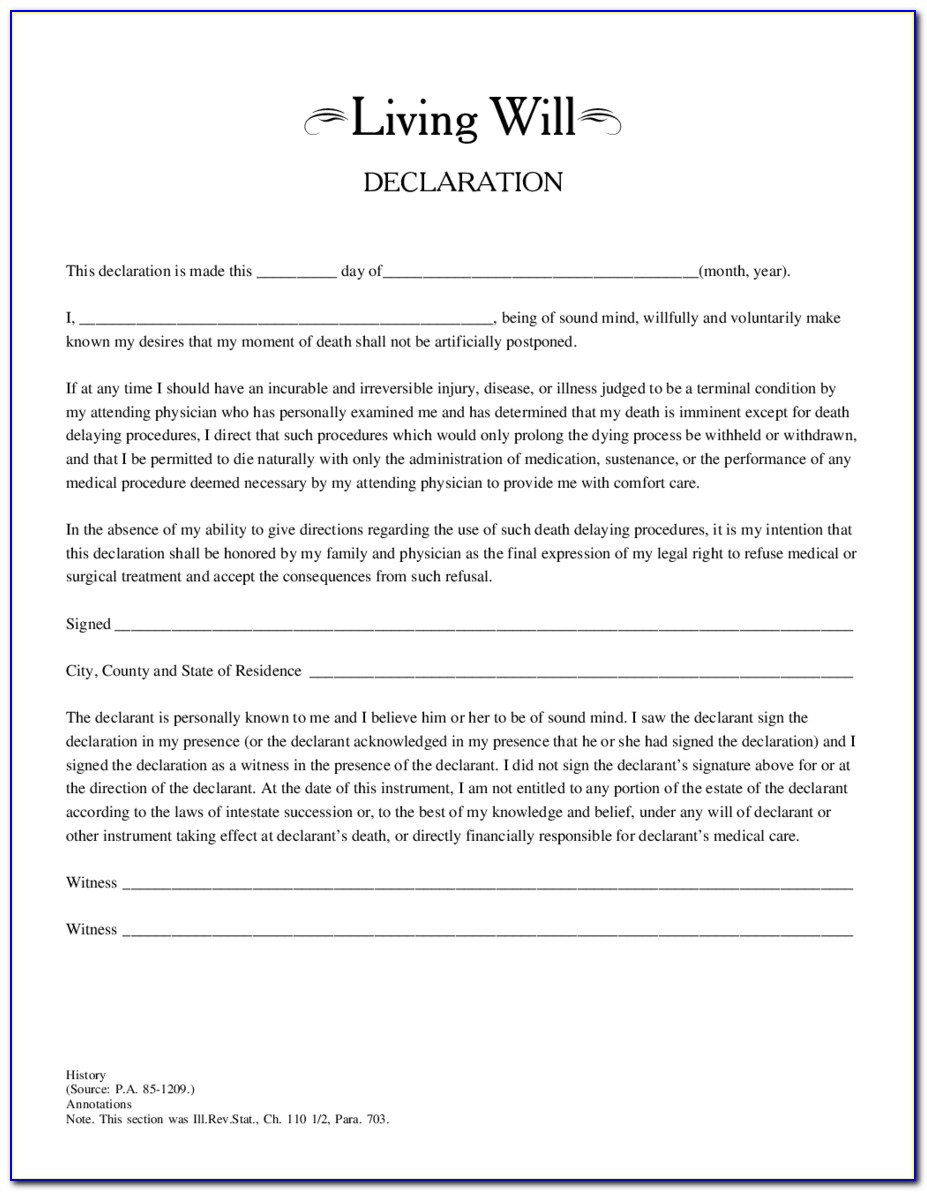 Free Printable Living Will Forms Illinois - Form : Resume Examples - Free Printable Living Will