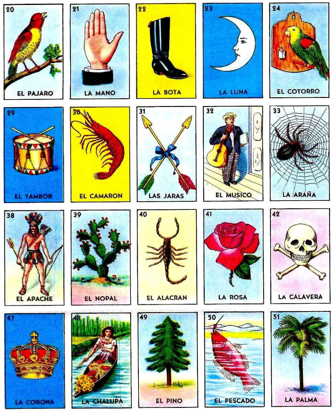 Loteria Collage Sheet Vintage Loteria Cards, Mexican Bingo, Day