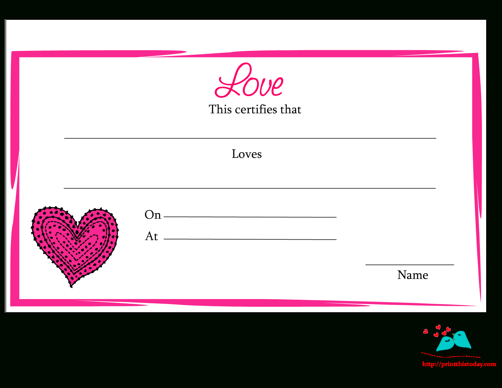 Free Printable Love Certificates - Free Printable Love Certificates For Him