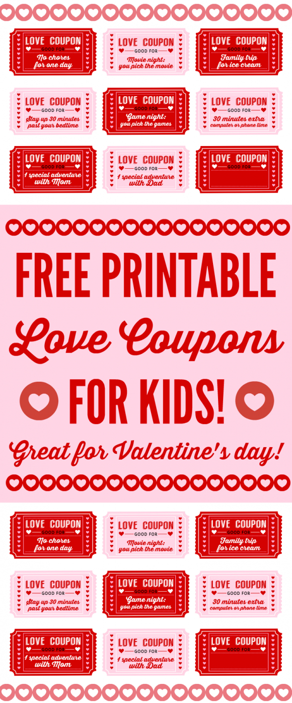 Free Printable Love Coupons For Kids On Valentine&amp;#039;s Day - Free Printable Love Coupons