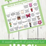 Free Printable March Activity Calendar For Preschoolers | Spring   Free Printable March Activities