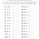 Free Printable Math Sheets Mental Subtraction To 12 2 | Výuka | Math   Free Printable Multiplication Sheets