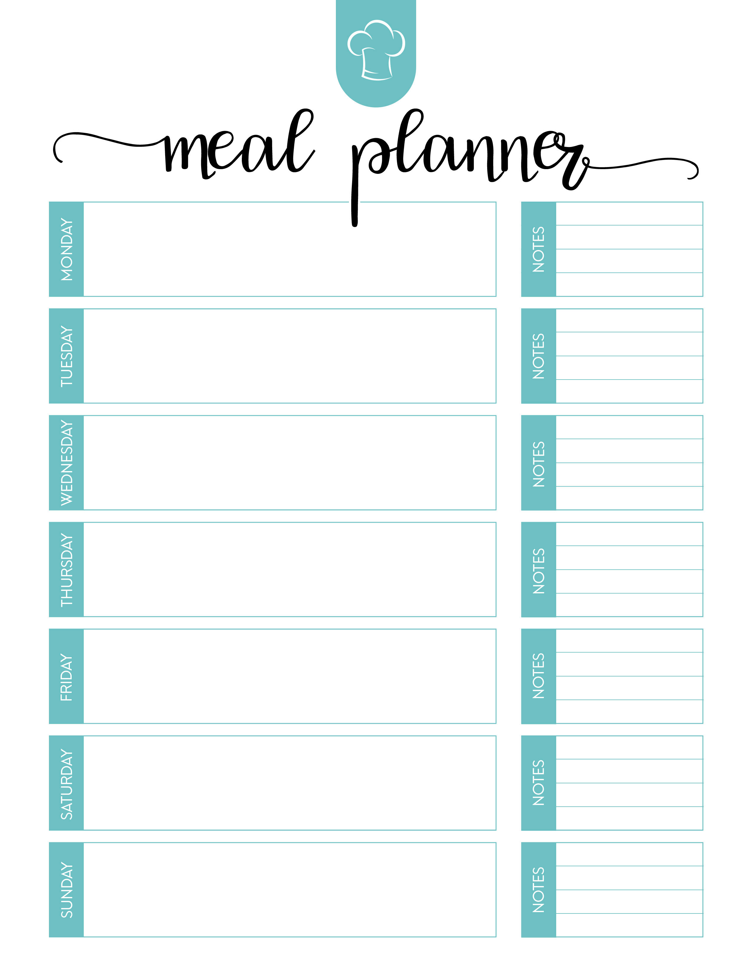 Free Printable Meal Planner Set - The Cottage Market - Free Printable Menu Planner