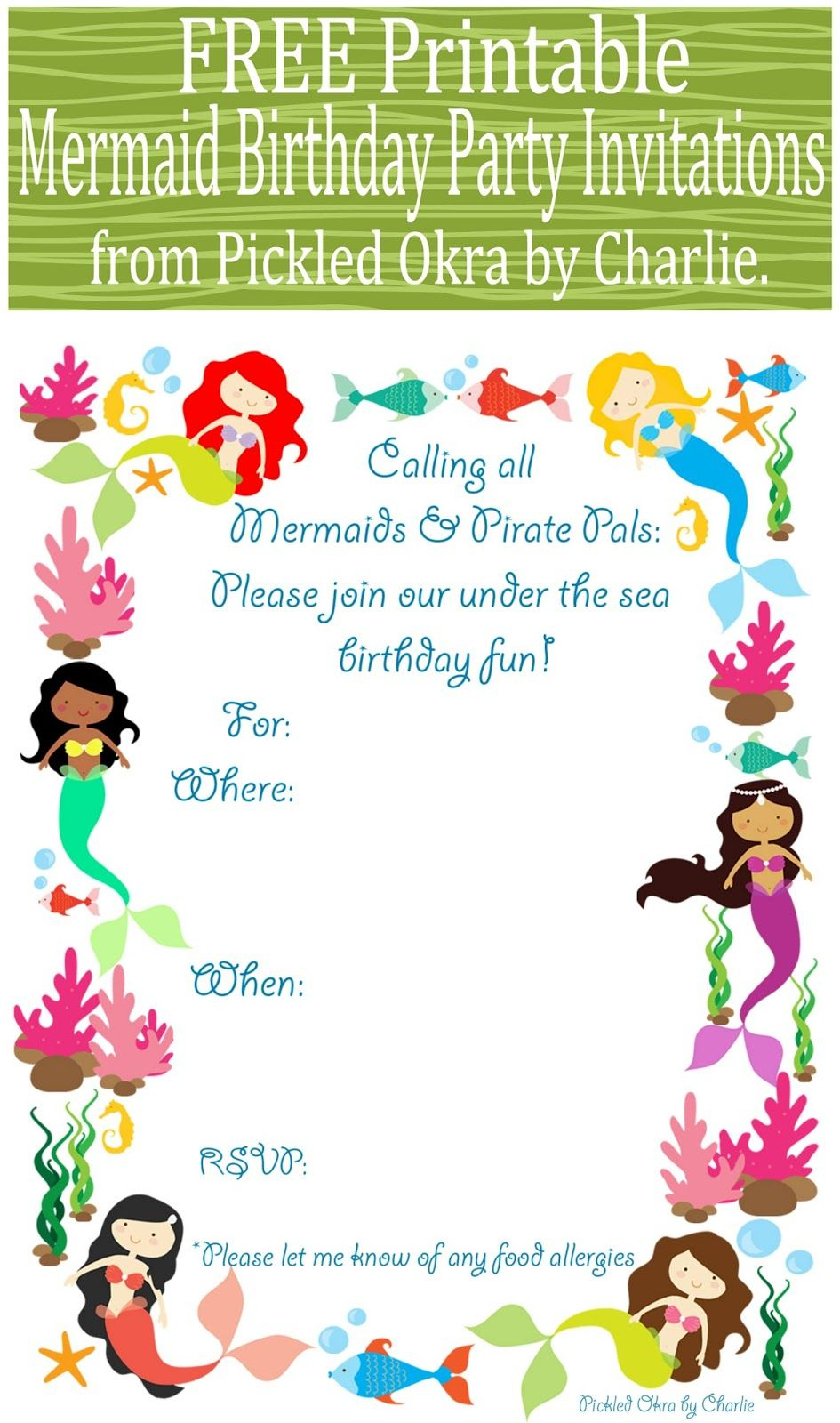 Free Printable Mermaid Birthday Party Invitations For Your Next - Free Printable Mermaid Thank You Cards