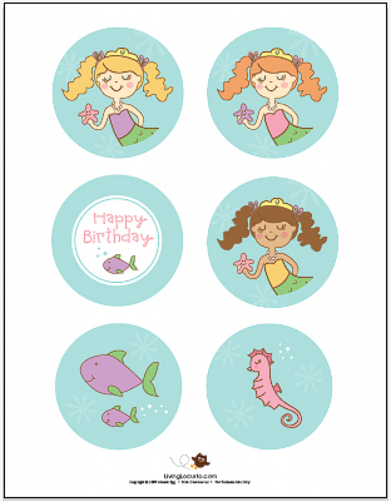 Free Printable Mermaid Cupcake Toppers | Free Printable - Free Printable Mermaid Cupcake Toppers
