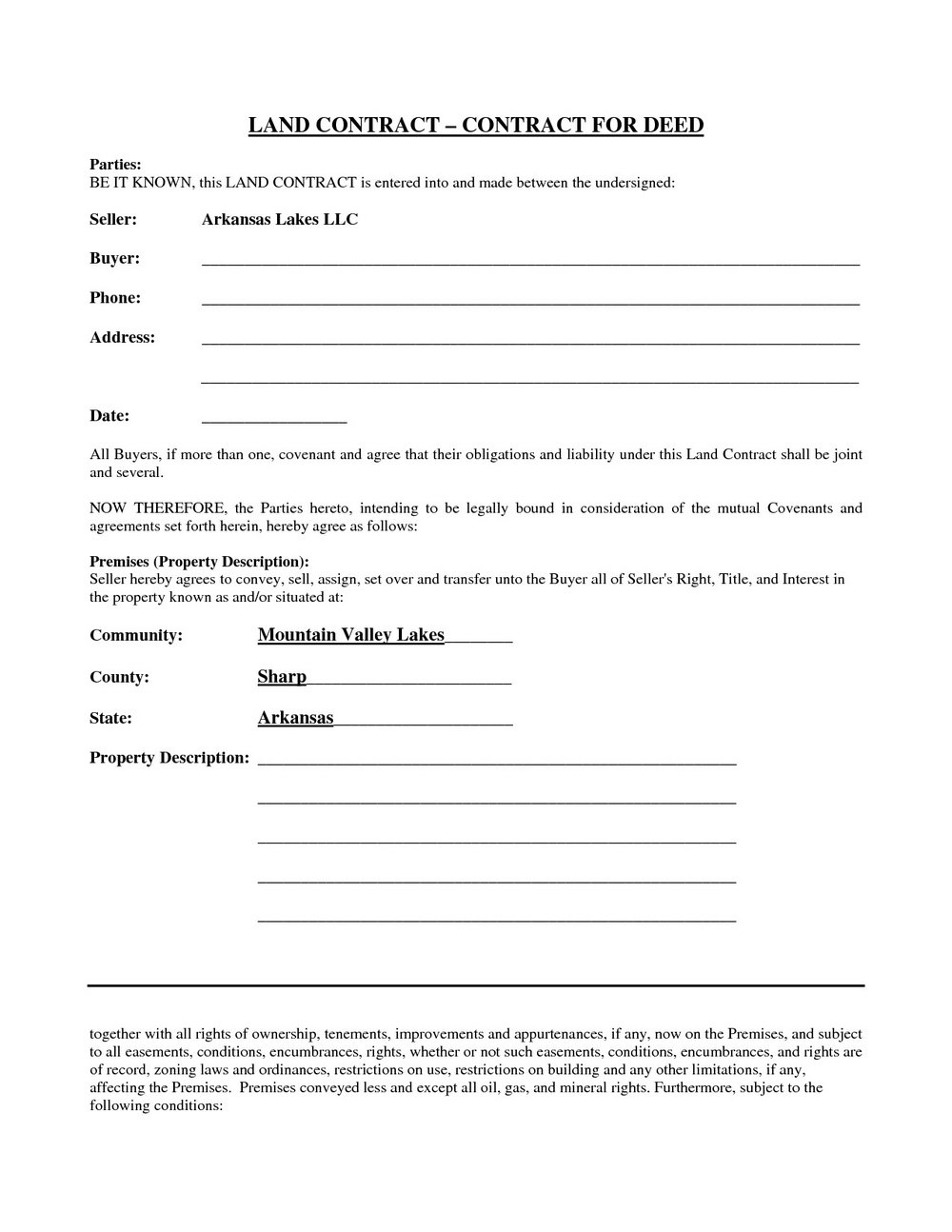 Free Printable Michigan Land Contract Form Pdf #169 - Ocweb - Free Printable Land Contract Forms
