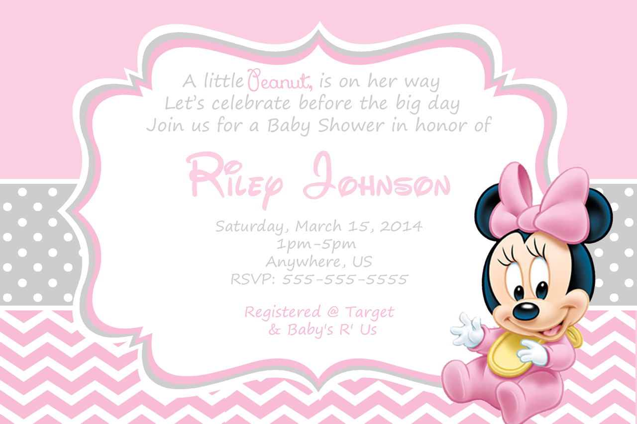 Free Printable Minnie Mouse Baby Shower Invitations - Kinderhooktap - Create Your Own Baby Shower Invitations Free Printable
