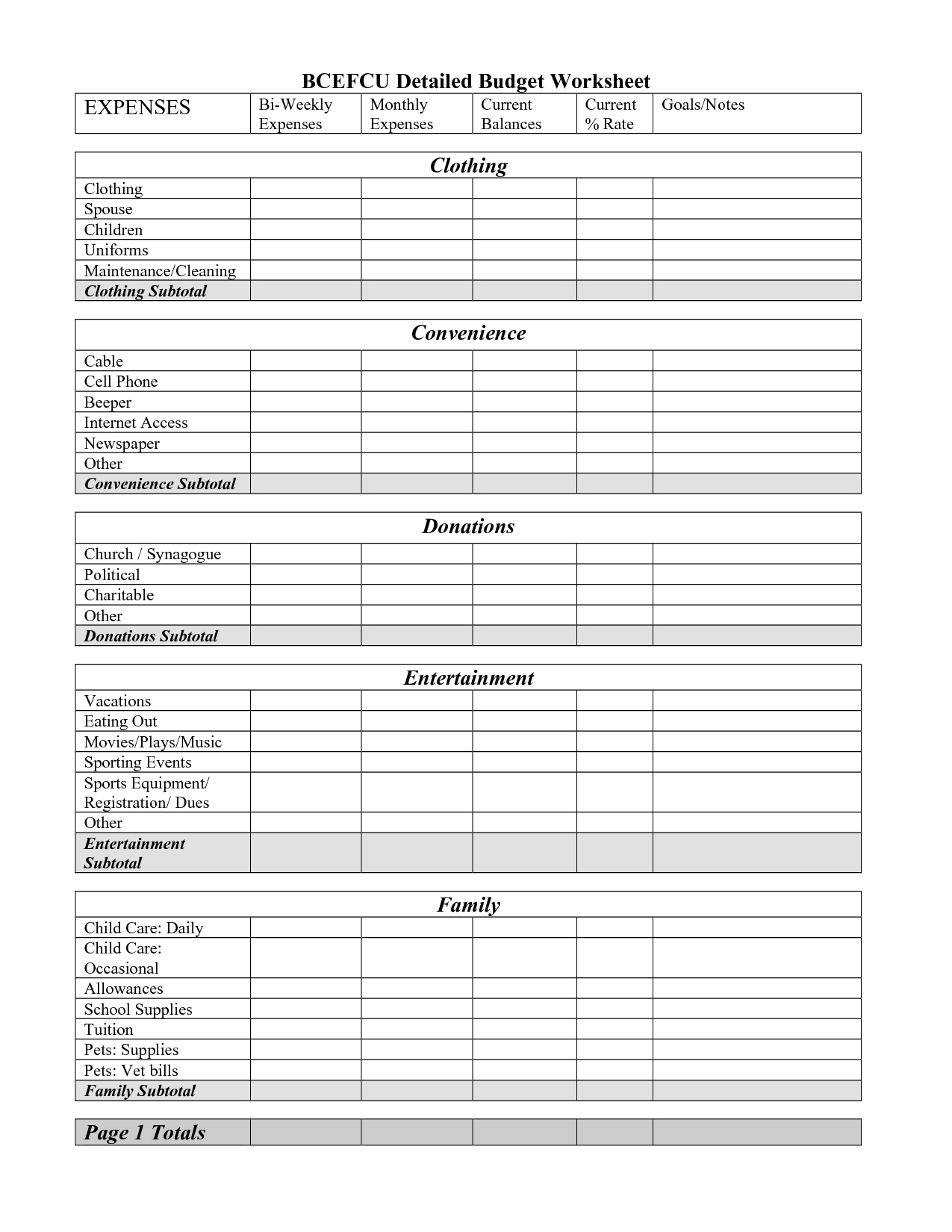 Free Printable Monthly Budget Worksheet |  Detailed Budget - Free Printable Monthly Budget Worksheets
