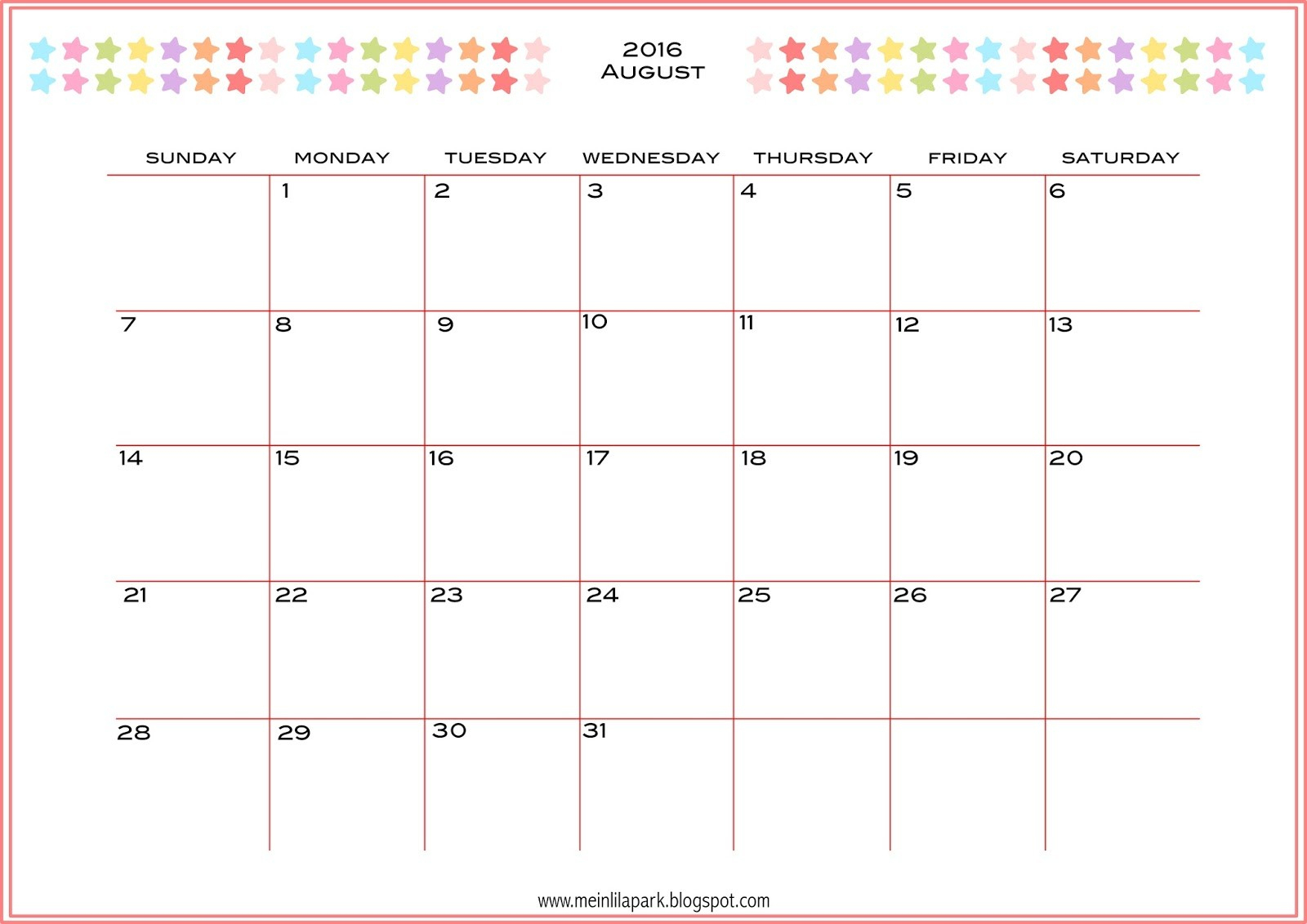 Free Printable Monthly Planner Calendar Free Printable 2016 Monthly - Free Printable Monthly Planner 2016