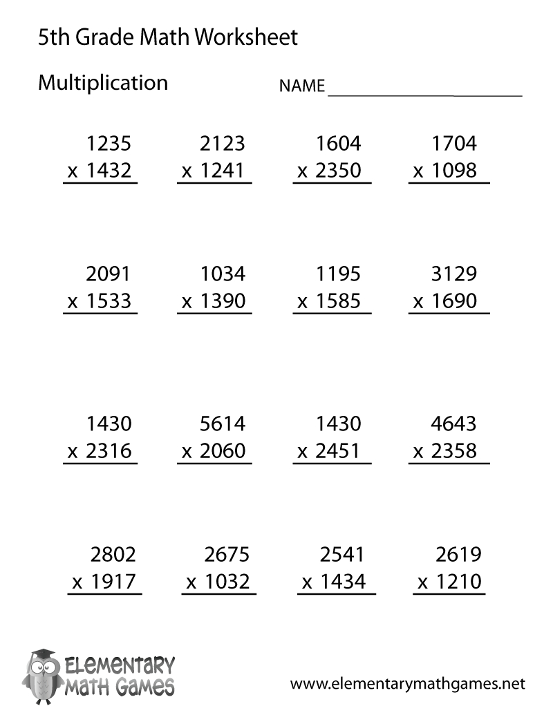 Free Printable Multiplication Worksheet For Fifth Grade - Free Printable Worksheets For 5Th Grade