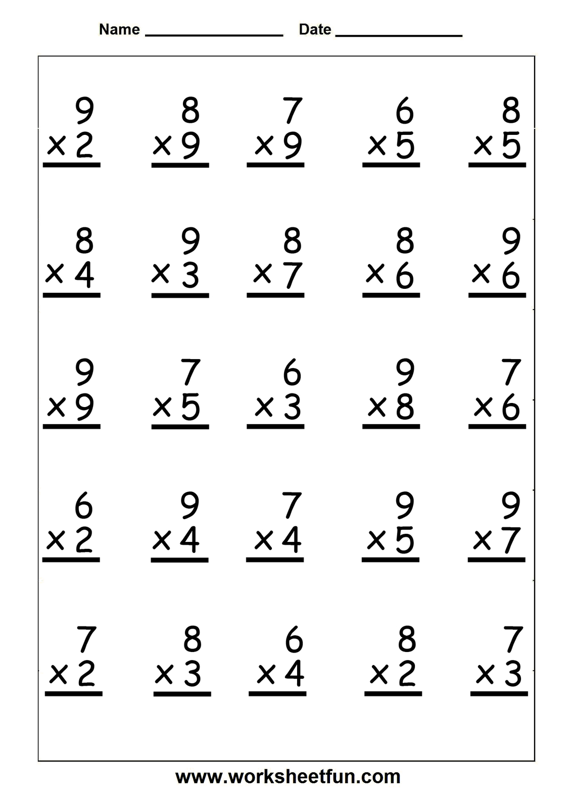 Free Printable Multiplication Worksheets | Multiplication Worksheets - Free Printable Math Worksheets