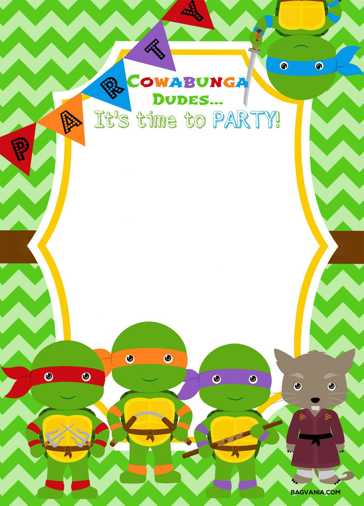 Free Printable Ninja Turtle Birthday Party Invitations – Bagvania - Free Printable Tmnt Birthday Party Invitations
