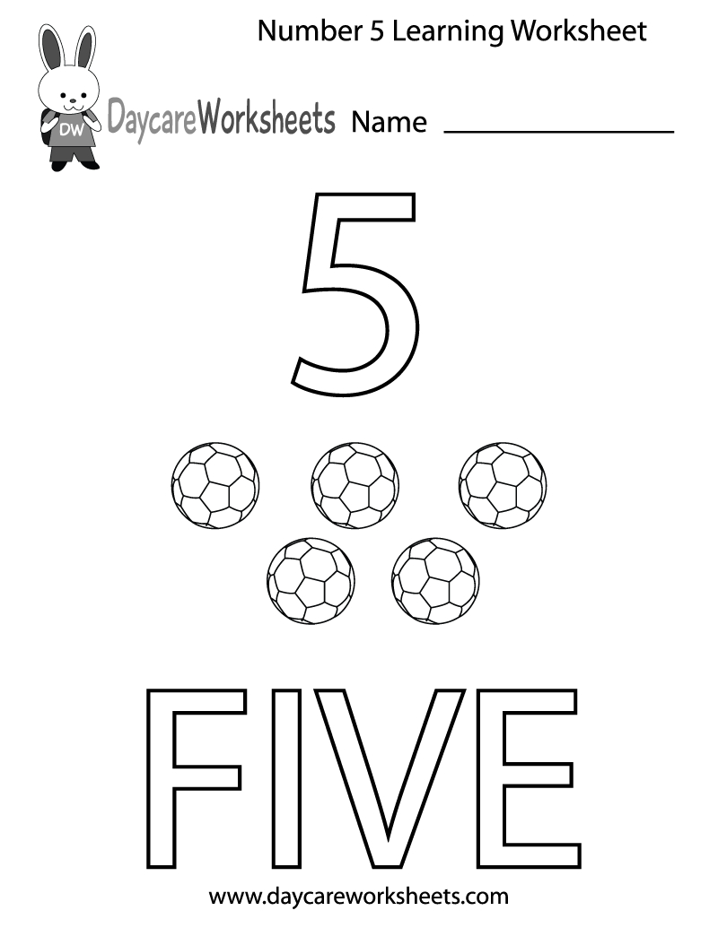 Free Printable Number Five Learning Worksheet For Preschool - Free Printable Learning Pages