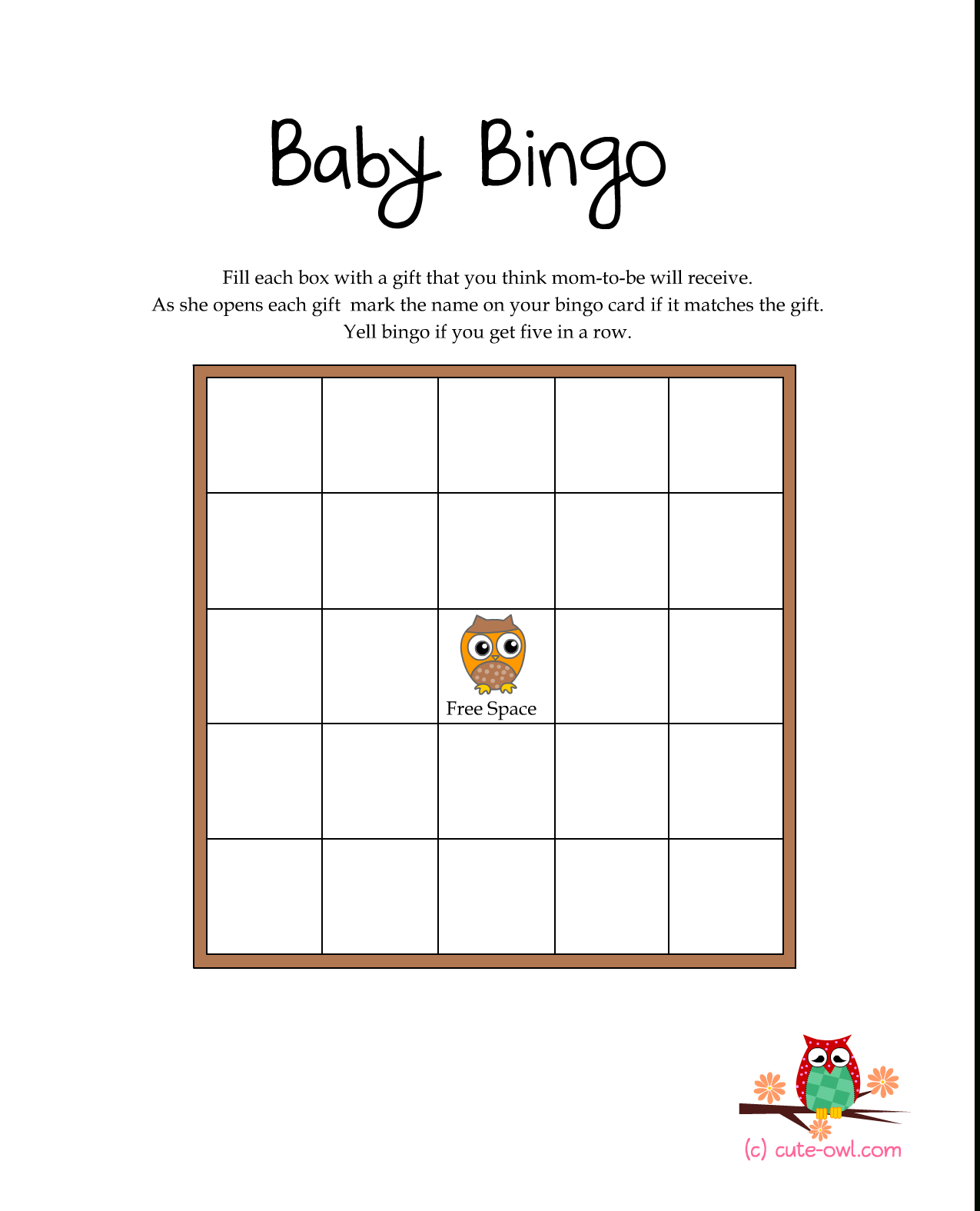 Free Printable Owl Themed Baby Shower Games | Woodland Animal Themed - Free Printable Baby Shower Bingo Cards