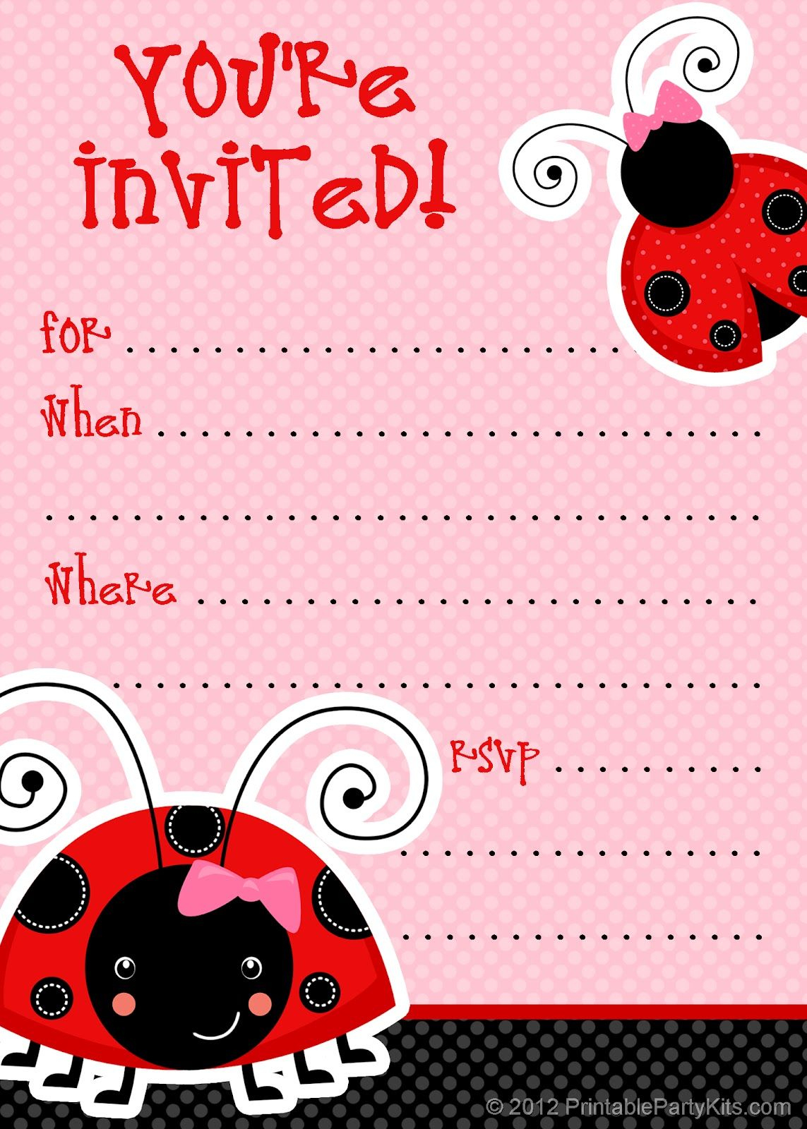 Free Printable Party Invitations: Free Ladybug Invite Template - Free Printable Ladybug Baby Shower Invitations Templates
